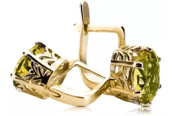 8K žlté zlato 333 Yellow Peridot náušnice vec003x-yp Russian Soviet USSR Vintage Jewlery Art Deco style